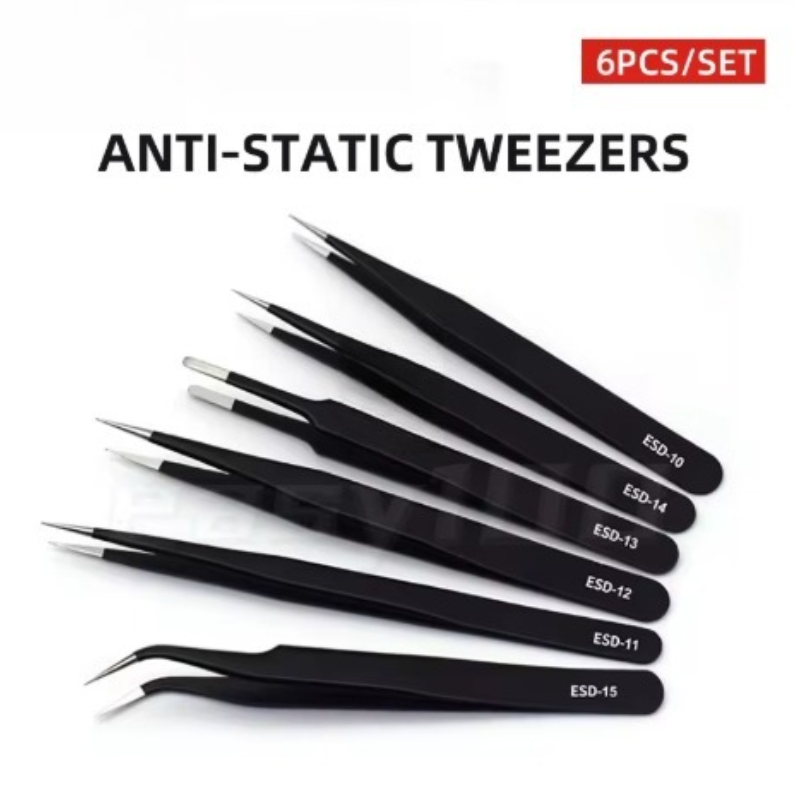Diy Electronics Soldering Kit - 6-teiliges Präzisionspinzetten-Set ESD Antistatische Edelstahl-Pinzetten Reparaturwerkzeuge