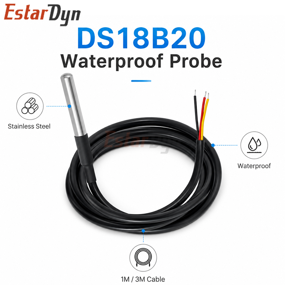 Ds18B20 Temperature Sensor - Estardyn DS18B20 Wasserdichter Digitaler Temperatursensor 1M