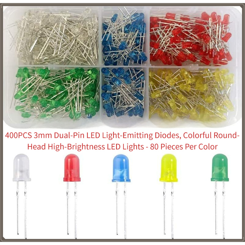 R/Diy Electronics - 400 Stück 3 mm Dual-Pin-LED-Dioden |