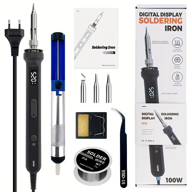 Diy Electronics Soldering Kit - 100W Digitaler Lötkolben-Kit, elektrisches Schweißwerkzeug mit