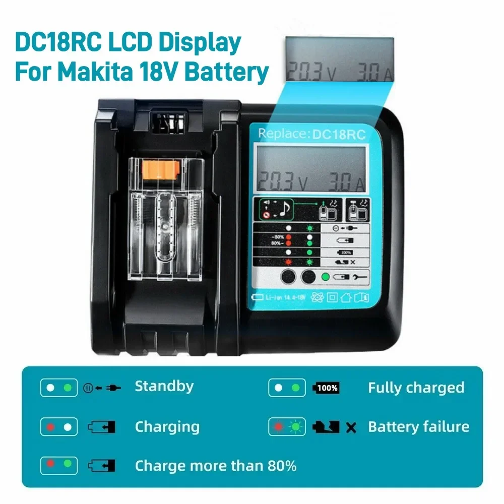 Makita Drill Hp1640 - DC18RC Li-Ionen-Akku 3A Ladegerät für Makita