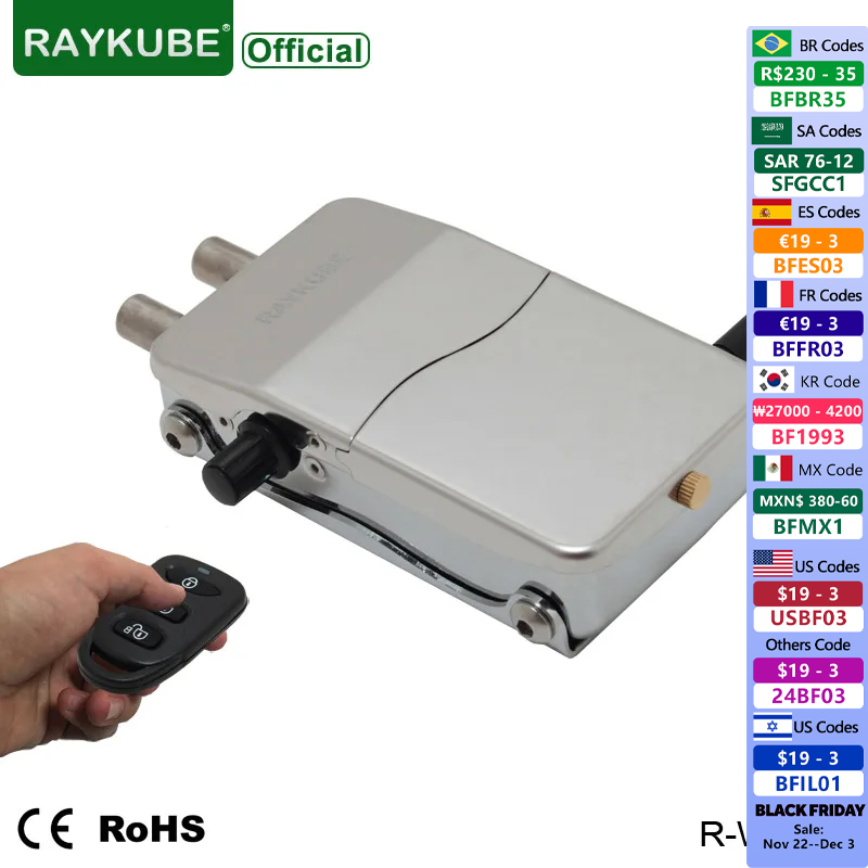 R/Diy Electronics - RAYKUBE Elektronisches Türschloss, schlüssellose drahtlose Fernbedienung,