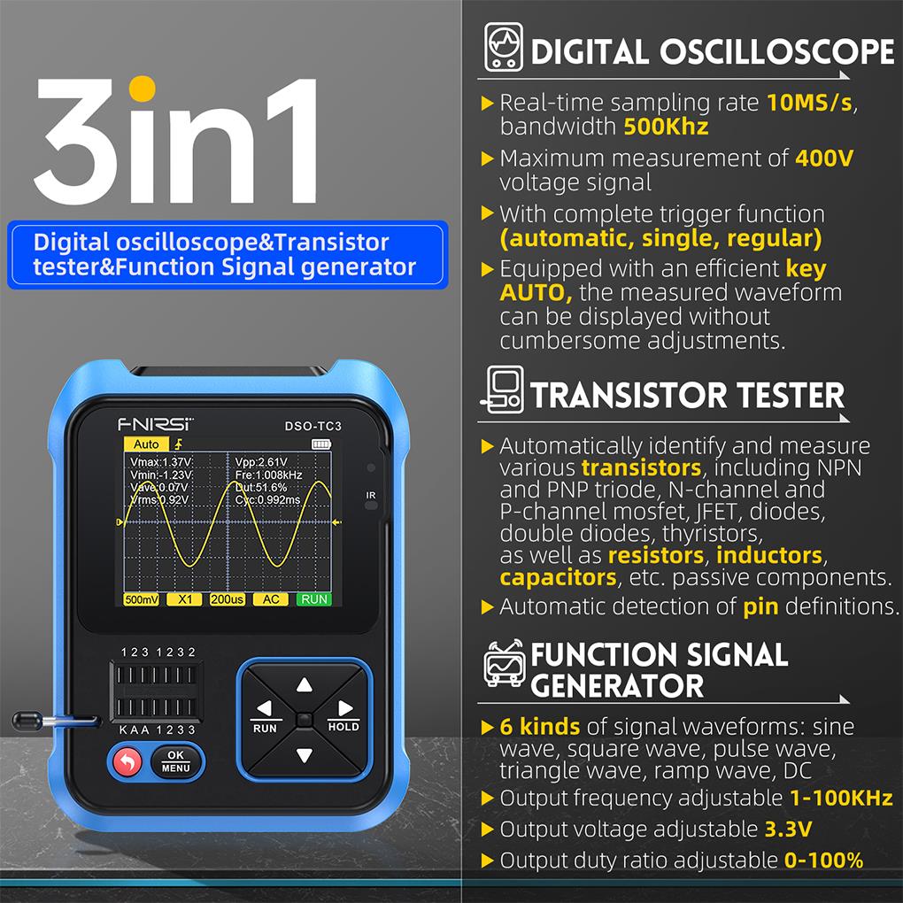 Fnirsi DSO-TC3 3 in1 mini hand – Oscilloscope Dso Mini Bewertung und Preis